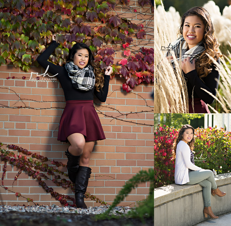 MSU horticultural gardens for senior pictures with ivy and mums of East Lansing senior Michigan