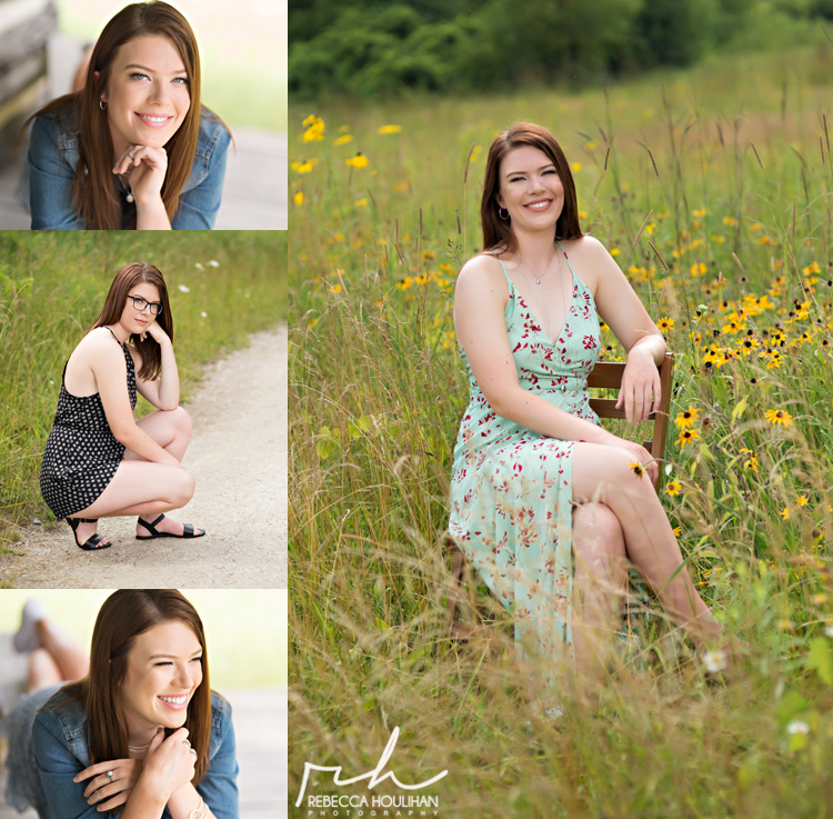 senior portraits in the forest and fields in Michigan