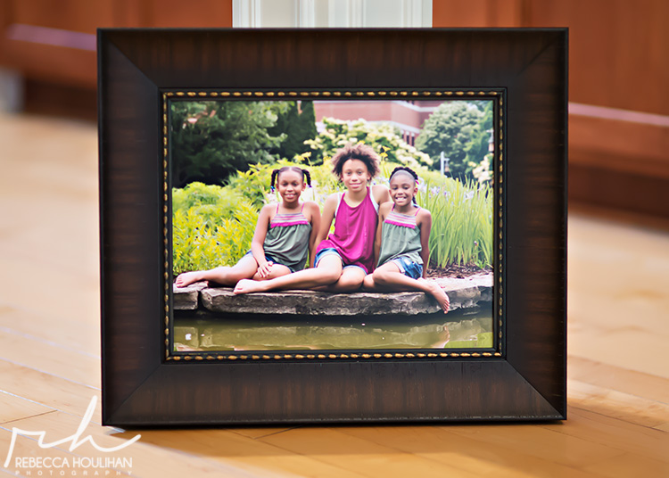 michigan sisters pose in garden for framed art piece