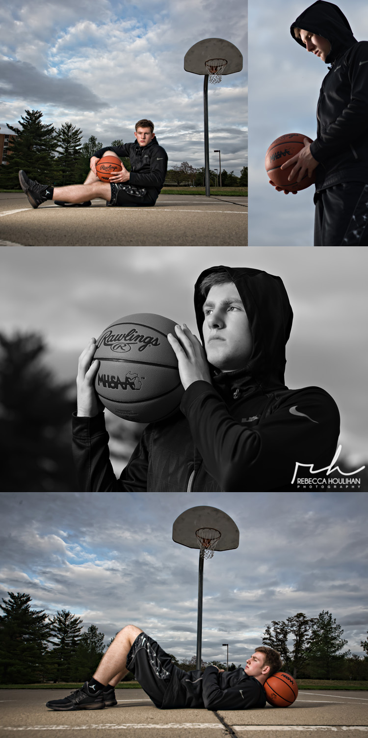 basketball portraits of Dewitt senior taken by Holt, MI portrait photographer