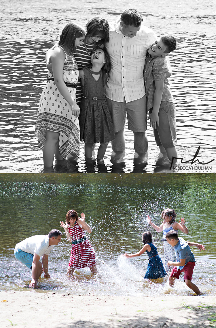 fun family pictures in the grand river at Danford Island Park in Dimondale MI