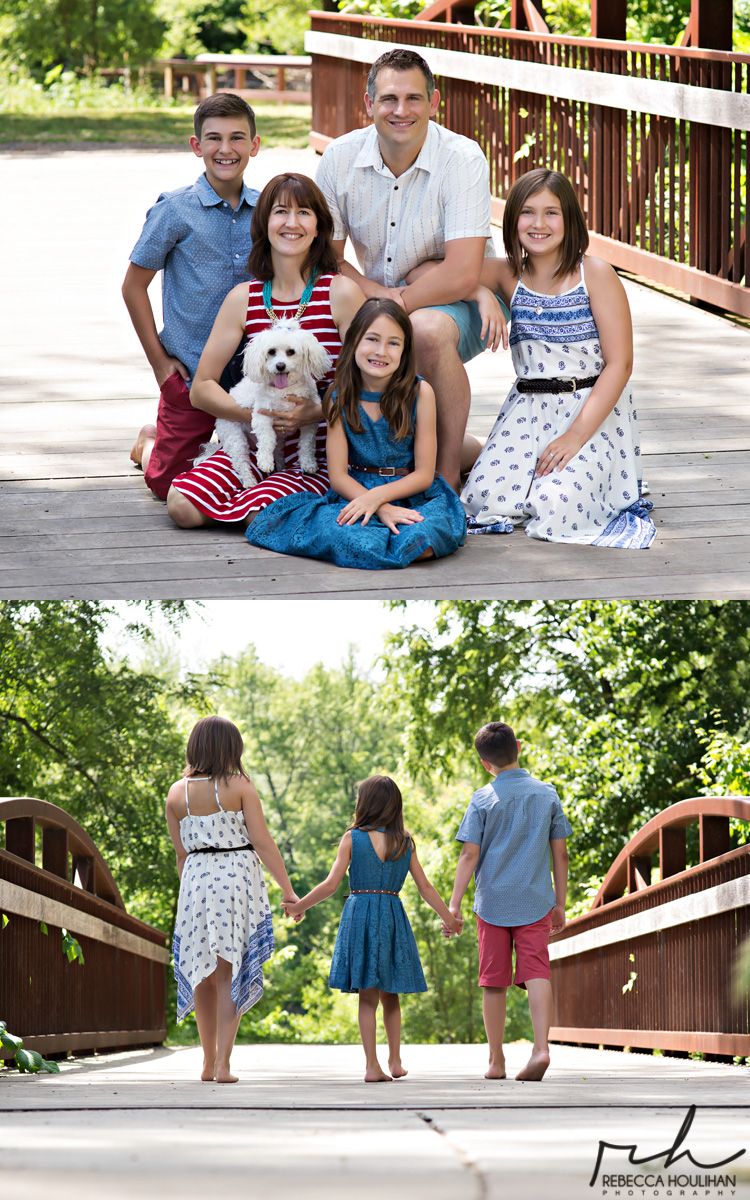 danford island park family pictures on the bridge