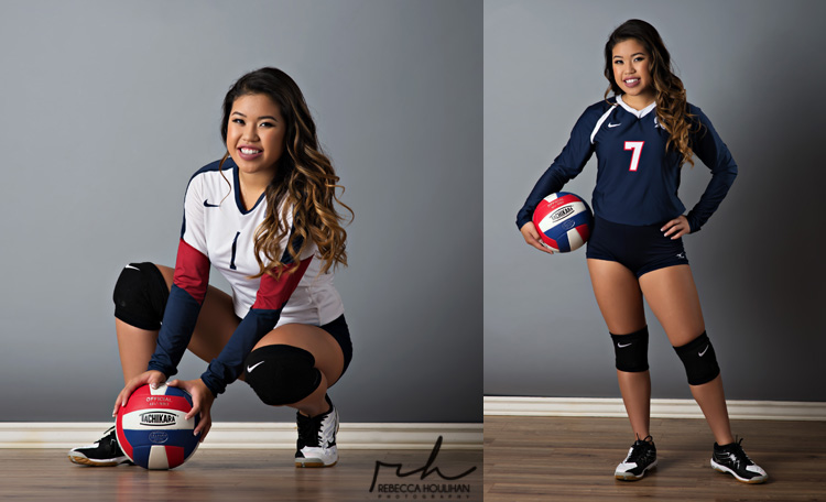 East Lansing high school volleyball senior pictures in studio by Rebecca Houlihan